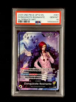 ONE PIECE OP12-LEGACY OF THE MASTER 061 DONQUIXOTE ROSINANTE ALT ART PSA 10 - Image 1