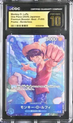 CGC 10 PRISTINE ONE PIECE 2024 Monkey D Luffy P-055 PRB-01 Borderless Jpn - Image 1