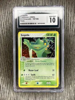 Sceptile CGC 10 Pokemon 2005 EX Emerald 10/106 Holo Rare Swirl Low POP 40 - Image 3