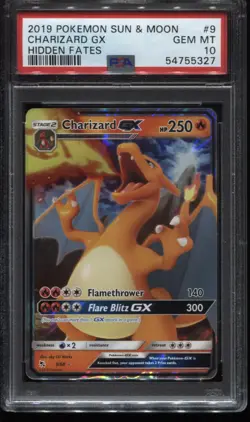 PSA 10 GEM MINT 2019 Pokemon Card Hidden Fates Charizard GX 9/68 - Image 1