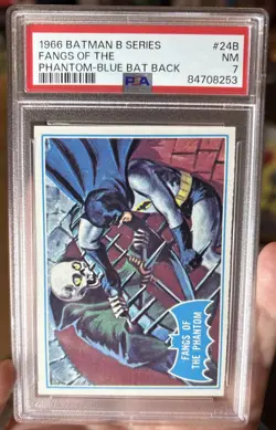 Vintage 1966 Batman B Series Blue Bat Back Logo #24B FANGS OF THE PHANTOM PSA 7 - Image 3