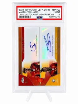 24 Topps Chrome UEFA Euro Lamine Yamal Nico Williams Dual Auto /25 PSA 9 Spain - Image 1