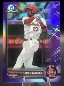 2022 Bowman Chrome Jordan Walker Rookie True Purple /250 BCP-221 Cardinals - Image 1