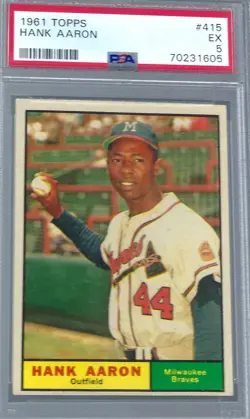 1961 Topps Baseball , Hank Aaron, Card # 415 Graded PSA 5. Centered - Image 2