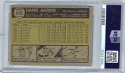 1961 Topps Baseball , Hank Aaron, Card # 415 Graded PSA 5. Centered - Image 3
