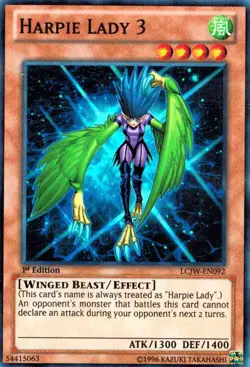 Harpie Lady 3 LCJW-EN092 X 3 SUPER HOLO Rare 1st Ed Yugioh - Image 1
