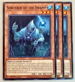 YuGiOh! 3x Sorcerer of the Swamp CORI-EN024 1st Edition NM - Image 1