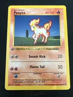 1st Edition Ponyta 60/102 & Voltorb 67/102 Base Set Shadowless Pokemon Card Lot - Image 2