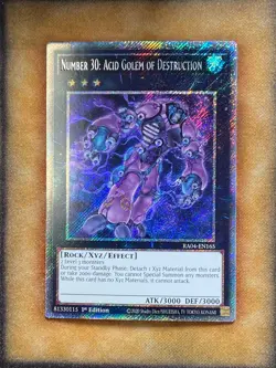 Yugioh Number 30: Acid Golem of Destruction RA04-EN165 Platinum Secret 1st Ed NM - Image 1