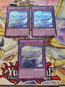 Yugioh - Invoked Elysium FUEN-EN033 NM 1st ed Secret Rare x3 - Image 1