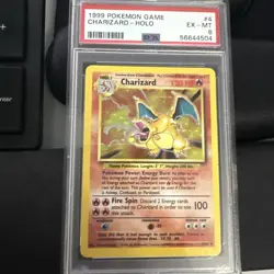 1999 Pokemon Game CHARIZARD Holo #4 Unlimited EX-MT PSA 6 - Image 1