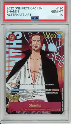 One Piece Graded: Shanks OP01-120 Romance Dawn (2022) Alt Art PSA 10 - Image 1