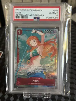 One Piece Nami OP01-016 Romance Dawn Alt art Beta Version PSA 10 - Image 1