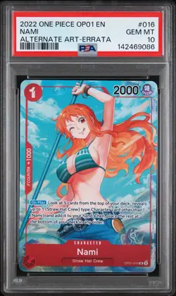 One Piece Nami OP01-016 Romance Dawn Alt art Beta Version PSA 10 - Image 3