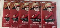 5 Packs- One Piece OP-13 Carrying On His Will Sleeved Booster Pack English - Image 1