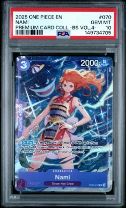 2025 ONE PIECE PREMIUM CARD COLLECTION BEST SELECTION VOL.4 070 NAMI PSA 10 - Image 1