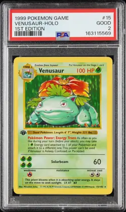 1999 POKEMON BASE SET 1ST EDITION #15 VENUSAUR-HOLO PSA 2 - Image 1