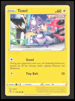 Toxel (106) 106/264 Common SWSH08: Fusion Strike Pokemon tcg Card CB-1-3-C-25 - Image 1