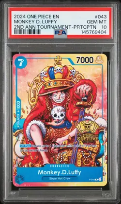 2024 ONE PIECE 2ND ANNIV TOURNAMENT-PARTICIPATION PROMO MONKEY D. LUFFY PSA 10 - Image 1