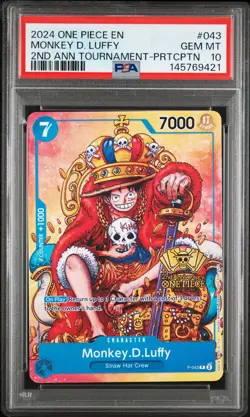 2024 ONE PIECE 2ND ANNIV TOURNAMENT-PARTICIPATION PROMO MONKEY D. LUFFY PSA 10 - Image 1