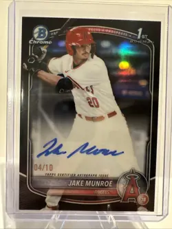Jake Munroe 2025 1st Bowman Draft Auto True Black /10 RC Angels CPA-JMU - Image 1