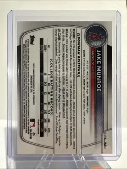 Jake Munroe 2025 1st Bowman Draft Auto True Black /10 RC Angels CPA-JMU - Image 2
