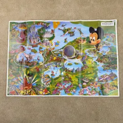Vintage Walt Disney World Resort Souvenir Map Poster Large 39x26 1990's Epcot - Image 1