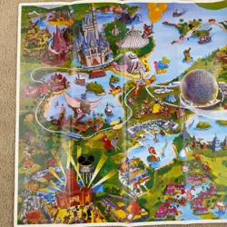 Vintage Walt Disney World Resort Souvenir Map Poster Large 39x26 1990's Epcot - Image 3