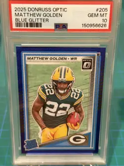2025 Donruss Optic Rated Matthew Golden Blue Glitter PSA 10 GEM MT Pop 1 #205 - Image 1