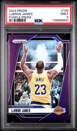 2024-25 Panini Prizm LeBron James Purple Prizm /99 #130 PSA 9 - Image 1