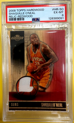 2008 Topps Hardwood Relics Red 02/25 Shaquille O’Neal TWO-COLOR Patch PSA 6 1/1 - Image 1