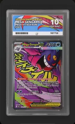 Pokemon TCG Mega Gengar EX 269/217 Ascended Heroes Mega Attack Rare Grade 10 - Image 1