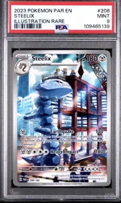2023 POKEMON PAR EN-PARADOX RIFT ILLUSTRATION RARE #208 STEELIX PSA 9 - Image 1