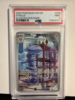 2023 POKEMON PAR EN-PARADOX RIFT ILLUSTRATION RARE #208 STEELIX PSA 9 - Image 1