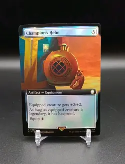 MTG Champion's Helm #482-Extended Art Foil Rare-Universes Beyond: Fallout Foil - Image 1