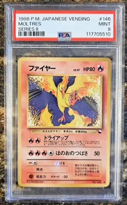 1998 Pokemon Japanese MOLTRES 146 Vending Series 2 PSA 9 MINT - Image 1