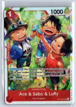 Ace & Sabo & Luffy OP13-007 Super Rare Carrying On His Will One Piece Foil NM - Image 1