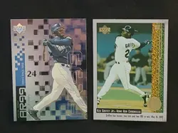 KEN GRIFFEY JR LOT (2) UPPER DECK SILVER FOIL INSERTS 1997 1999 Seattle MARINERS - Image 2