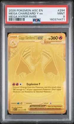 2026 POKEMON ASC EN-ASCENDED HEROES MEGA HYPER RARE MEGA CHARIZARD Y EX PSA 9 - Image 1