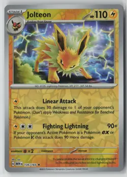 Jolteon 135/165 Pokemon TCG Scarlet & Violet 151 Reverse Holo (Near Mint) NM1 - Image 1