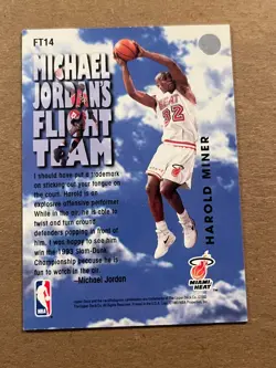 1993-94 UPPER DECK - MICHAEL JORDAN FLIGHT TEAM INSERT - HAROLD MINER HEAT #FT14 - Image 2