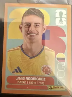 2026 World Cup Panini Sticker James Rodriguez ORANGE Parallel Card COL14 14 - Image 1