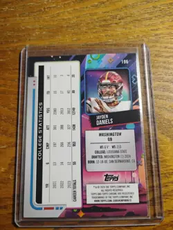 Topps Cosmic Chrome 2024 Jayden Daniels Rookie Washington Football Card #196 - Image 2