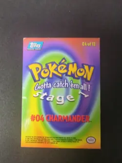MP! Charmander #04 E4 of 12 Topps 1999 TV Animation Edition Black Label Pokemon - Image 2