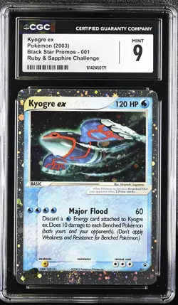 CGC 9 MINT Kyogre EX 001 Black Star Promos Ruby & Sapphire Holo Pokemon Card - Image 1