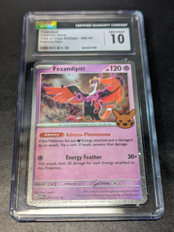 Pokemon 2024 Fezandipiti Graded CGC 10 Cosmo Holo Trick or Trade 096/167 - Image 1