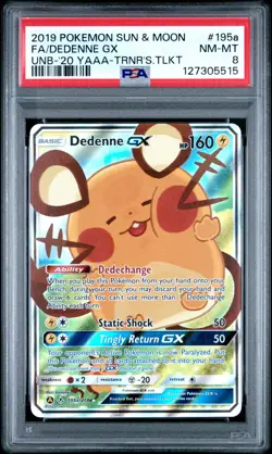 Dedenne Gx 195A/214 2020 Yellow A Alternate Art Trainer's Toolkit Pokemon PSA 8 - Image 1