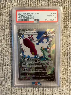 Medicham V 2021 Pokemon Evolving Skies PSA 10 Gem Mint - Image 1