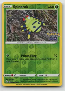 Spinarak Reverse Holo Pokemon GO 006/078 NM - Image 1