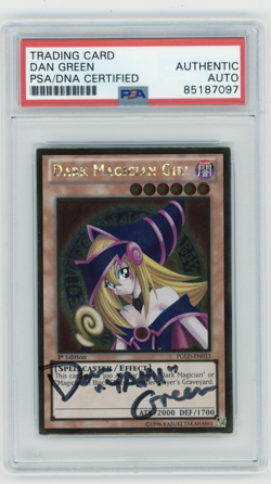 PSA Signed Dan Green 2014 YUGIOH PGLD-EN033 Dark Magician Girl - Image 1